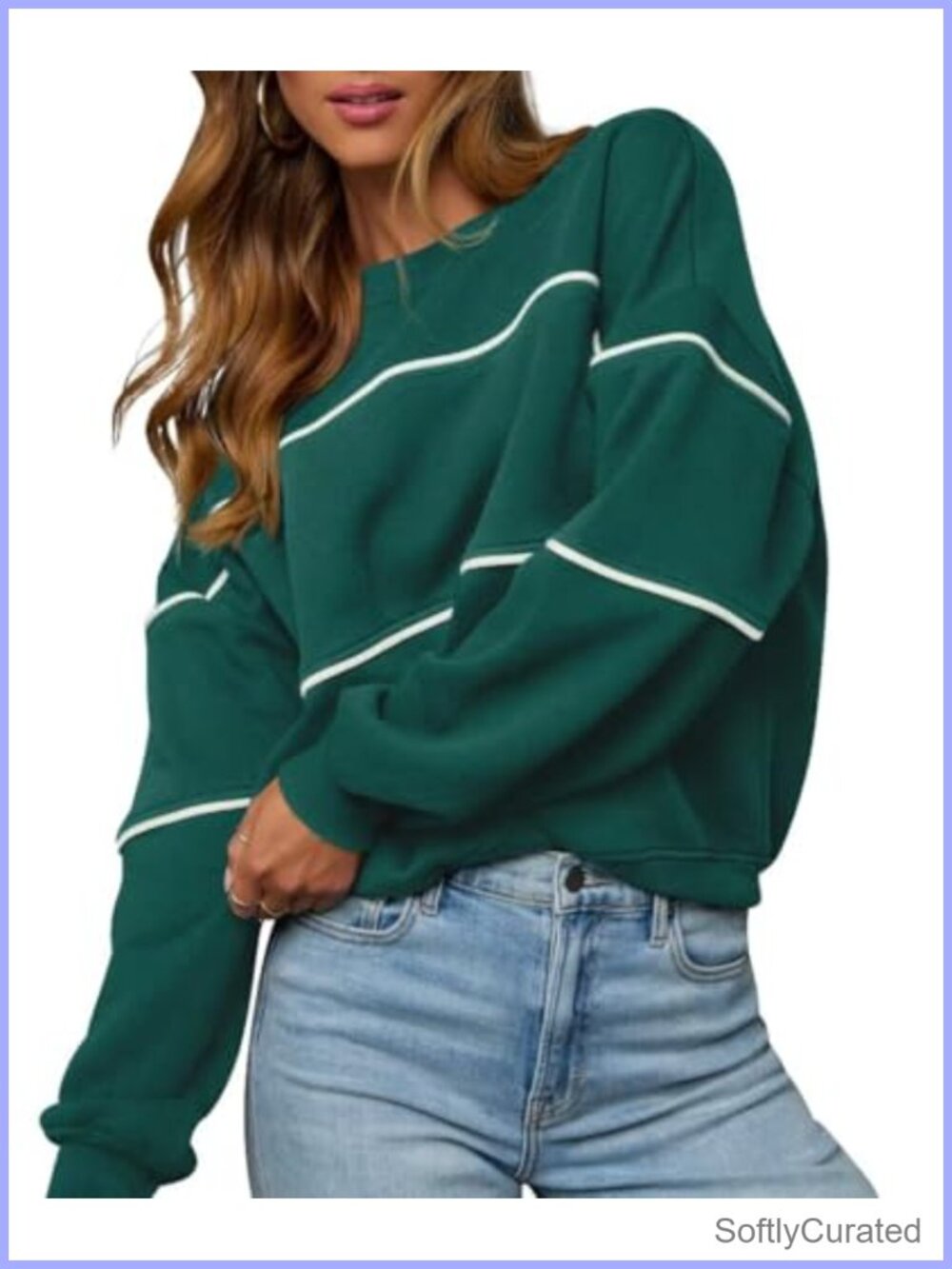 Women's Long Sleeve Crewneck Color Block Sweatshirt Oversized Pullover